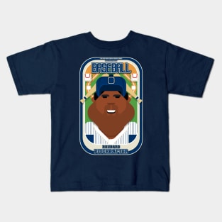 Baseball Blue Pinstripes - Rhubarb Pitchbatter - Hayes version Kids T-Shirt